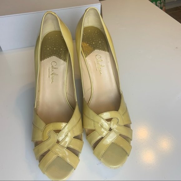 Cole Haan Nike Air Yellow Patent Leather Chunk Heels - Picture 6 of 14